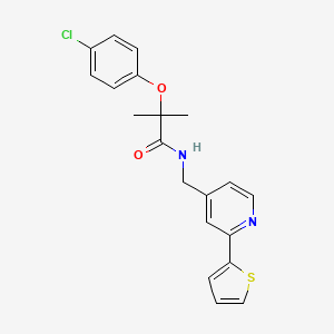 2-(4-chlorophenoxy)-2-methyl-N-((2-(thiophen-2-yl)pyridin-4-yl)methyl)propanamide