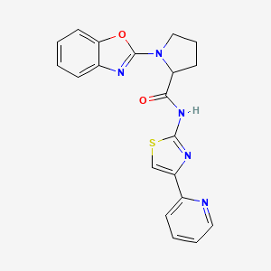 molecular formula C20H17N5O2S B2756235 1-(1,3-benzoxazol-2-yl)-N-[4-(pyridin-2-yl)-1,3-thiazol-2-yl]pyrrolidine-2-carboxamide CAS No. 2097865-86-4