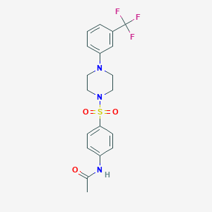 molecular formula C19H20F3N3O3S B275624 N-[4-({4-[3-(trifluoromethyl)phenyl]-1-piperazinyl}sulfonyl)phenyl]acetamide 
