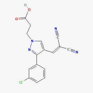 molecular formula C16H11ClN4O2 B2756251 3-[3-(3-chlorophenyl)-4-(2,2-dicyanoeth-1-en-1-yl)-1H-pyrazol-1-yl]propanoic acid CAS No. 882223-66-7