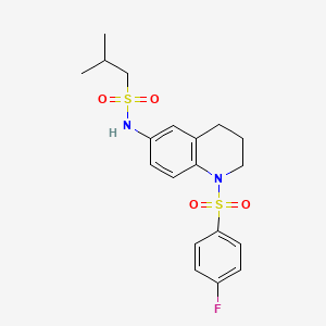 molecular formula C19H23FN2O4S2 B2756254 N-(1-((4-氟苯基)磺酰)-1,2,3,4-四氢喹啉-6-基)-2-甲基丙烷-1-磺酰胺 CAS No. 946283-44-9