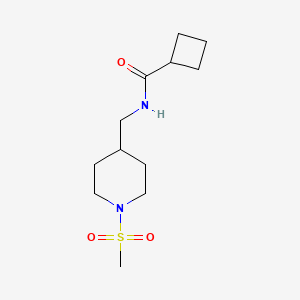 molecular formula C12H22N2O3S B2756260 N-((1-(甲磺酰基)哌啶-4-基)甲基)环丁基甲酰胺 CAS No. 1235011-84-3