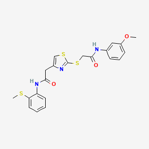 N-(3-methoxyphenyl)-2-((4-(2-((2-(methylthio)phenyl)amino)-2-oxoethyl)thiazol-2-yl)thio)acetamide