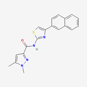 molecular formula C19H16N4OS B2756270 1,5-dimethyl-N-(4-(naphthalen-2-yl)thiazol-2-yl)-1H-pyrazole-3-carboxamide CAS No. 1013772-05-8