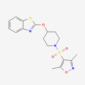 molecular formula C17H19N3O4S2 B2756271 4-((4-(Benzo[d]thiazol-2-yloxy)piperidin-1-yl)sulfonyl)-3,5-dimethylisoxazole CAS No. 1251578-84-3