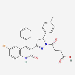 4-(3-(6-bromo-2-hydroxy-4-phenylquinolin-3-yl)-5-(p-tolyl)-4,5-dihydro-1H-pyrazol-1-yl)-4-oxobutanoic acid