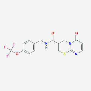 molecular formula C16H14F3N3O3S B2756282 6-氧代-N-(4-(三氟甲氧基)苯甲基)-2,3,4,6-四氢嘧啶并[2,1-b][1,3]噻嗪-3-甲酰胺 CAS No. 1396759-09-3