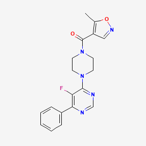 molecular formula C19H18FN5O2 B2756291 [4-(5-Fluoro-6-phenylpyrimidin-4-yl)piperazin-1-yl]-(5-methyl-1,2-oxazol-4-yl)methanone CAS No. 2380040-82-2