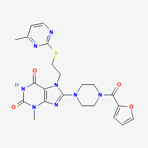 8-(4-(furan-2-carbonyl)piperazin-1-yl)-3-methyl-7-(2-((4-methylpyrimidin-2-yl)thio)ethyl)-1H-purine-2,6(3H,7H)-dione