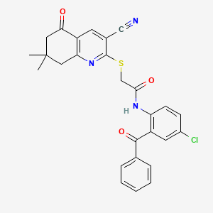 N-[4-chloro-2-(phenylcarbonyl)phenyl]-2-[(3-cyano-7,7-dimethyl-5-oxo-5,6,7,8-tetrahydroquinolin-2-yl)sulfanyl]acetamide