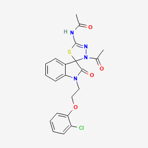molecular formula C21H19ClN4O4S B2756316 N-{3'-acetyl-1-[2-(2-chlorophenoxy)ethyl]-2-oxo-1,2-dihydro-3'H-spiro[indole-3,2'-[1,3,4]thiadiazol]-5'-yl}acetamide CAS No. 902248-22-0