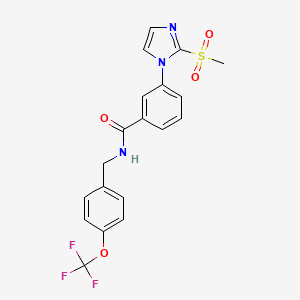 molecular formula C19H16F3N3O4S B2756323 3-(2-(methylsulfonyl)-1H-imidazol-1-yl)-N-(4-(trifluoromethoxy)benzyl)benzamide CAS No. 2034540-80-0