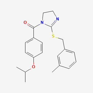 molecular formula C21H24N2O2S B2756330 (4-isopropoxyphenyl)(2-((3-methylbenzyl)thio)-4,5-dihydro-1H-imidazol-1-yl)methanone CAS No. 851803-28-6