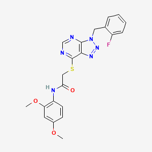 molecular formula C21H19FN6O3S B2756357 N-(2,4-二甲氧基苯基)-2-((3-(2-氟苯甲基)-3H-[1,2,3]噻唑并[4,5-d]嘧啶-7-基)硫)乙酰胺 CAS No. 863458-66-6