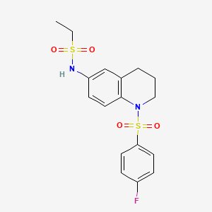 B2756375 N-[1-(4-fluorophenyl)sulfonyl-3,4-dihydro-2H-quinolin-6-yl]ethanesulfonamide CAS No. 941882-72-0