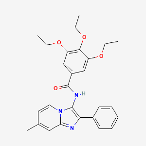 3,4,5-triethoxy-N-(7-methyl-2-phenylimidazo[1,2-a]pyridin-3-yl)benzamide