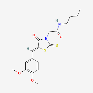 N-butyl-2-[(5Z)-5-[(3,4-dimethoxyphenyl)methylidene]-4-oxo-2-sulfanylidene-1,3-thiazolidin-3-yl]acetamide