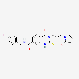 N-[(4-fluorophenyl)methyl]-4-oxo-3-[3-(2-oxopyrrolidin-1-yl)propyl]-2-sulfanylidene-1H-quinazoline-7-carboxamide