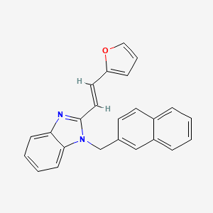molecular formula C24H18N2O B2756407 2-{(1E)-2-[1-(2-naphthylmethyl)benzimidazol-2-yl]vinyl}furan CAS No. 637754-31-5