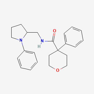 4-phenyl-N-((1-phenylpyrrolidin-2-yl)methyl)tetrahydro-2H-pyran-4-carboxamide