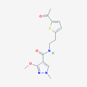 molecular formula C14H17N3O3S B2756420 N-(2-(5-acetylthiophen-2-yl)ethyl)-3-methoxy-1-methyl-1H-pyrazole-4-carboxamide CAS No. 2034254-93-6