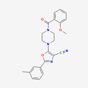 molecular formula C23H22N4O3 B2756427 5-(4-(2-Methoxybenzoyl)piperazin-1-yl)-2-(m-tolyl)oxazole-4-carbonitrile CAS No. 946377-64-6
