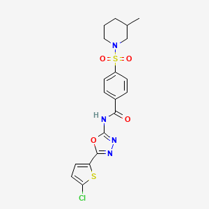 molecular formula C19H19ClN4O4S2 B2756443 N-(5-(5-chlorothiophen-2-yl)-1,3,4-oxadiazol-2-yl)-4-((3-methylpiperidin-1-yl)sulfonyl)benzamide CAS No. 533872-30-9