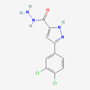 molecular formula C10H8Cl2N4O B2756457 5-(3,4-dichlorophenyl)-1H-pyrazole-3-carbohydrazide CAS No. 1046160-16-0