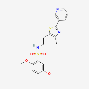 molecular formula C19H21N3O4S2 B2756473 2,5-dimethoxy-N-[2-(4-methyl-2-pyridin-3-yl-1,3-thiazol-5-yl)ethyl]benzenesulfonamide CAS No. 869069-82-9