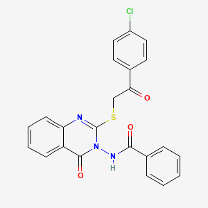 molecular formula C23H16ClN3O3S B2756474 N-[2-[[2-(4-chlorophenyl)-2-oxoethyl]thio]-4-oxo-3-quinazolinyl]benzamide CAS No. 443353-87-5