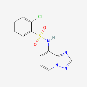 molecular formula C12H9ClN4O2S B2756499 2-chloro-N-([1,2,4]triazolo[1,5-a]pyridin-8-yl)benzenesulfonamide CAS No. 400080-41-3