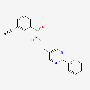 molecular formula C20H16N4O B2756501 3-cyano-N-(2-(2-phenylpyrimidin-5-yl)ethyl)benzamide CAS No. 2034512-48-4