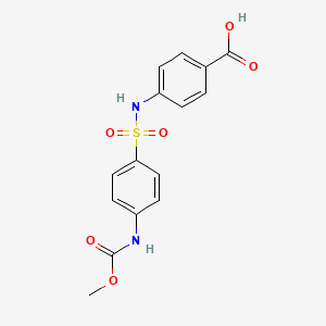 molecular formula C15H14N2O6S B2756515 4-[[4-(Methoxycarbonylamino)phenyl]sulfonylamino]benzoic acid CAS No. 325476-15-1