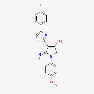 molecular formula C20H16FN3O2S B2756532 5-amino-4-[4-(4-fluorophenyl)-1,3-thiazol-2-yl]-1-(4-methoxyphenyl)-2,3-dihydro-1H-pyrrol-3-one CAS No. 380470-04-2