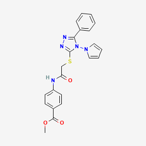 molecular formula C22H19N5O3S B2756536 甲基4-[({[5-苯基-4-(1H-吡咯-1-基)-4H-1,2,4-三唑-3-基]硫醇乙酰}氨基)苯甲酸酯 CAS No. 896296-85-8