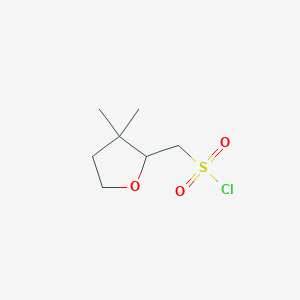 molecular formula C7H13ClO3S B2756540 (3,3-Dimethyloxolan-2-yl)methanesulfonyl chloride CAS No. 2166701-96-6