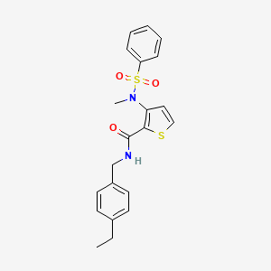 molecular formula C21H22N2O3S2 B2756541 N-(4-ethylbenzyl)-3-[methyl(phenylsulfonyl)amino]thiophene-2-carboxamide CAS No. 1116082-46-2