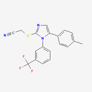 2-((5-(p-tolyl)-1-(3-(trifluoromethyl)phenyl)-1H-imidazol-2-yl)thio)acetonitrile