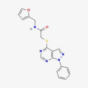 molecular formula C18H15N5O2S B2756552 N-(furan-2-ylmethyl)-2-(1-phenylpyrazolo[3,4-d]pyrimidin-4-yl)sulfanylacetamide CAS No. 483293-68-1