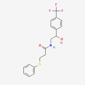 molecular formula C18H18F3NO2S B2756564 N-(2-羟基-2-(4-(三氟甲基)苯基)乙基)-3-(苯基硫)丙酰胺 CAS No. 1351640-94-2