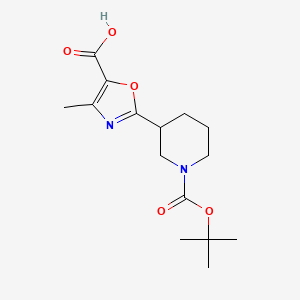 molecular formula C15H22N2O5 B2756566 4-甲基-2-[1-[(2-甲基丙酰氧基)哌啶-3-基]-1,3-噁唑-5-羧酸 CAS No. 2092676-39-4
