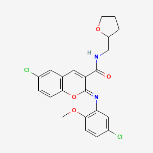 molecular formula C22H20Cl2N2O4 B2756579 (2Z)-6-chloro-2-[(5-chloro-2-methoxyphenyl)imino]-N-(tetrahydrofuran-2-ylmethyl)-2H-chromene-3-carboxamide CAS No. 1327179-31-6