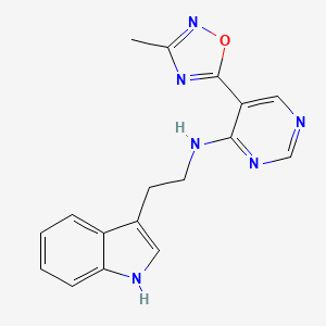 molecular formula C17H16N6O B2756587 N-(2-(1H-吲哚-3-基)乙基)-5-(3-甲基-1,2,4-噁二唑-5-基)嘧啶-4-胺 CAS No. 2034510-01-3