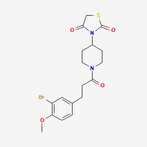 molecular formula C18H21BrN2O4S B2756588 3-(1-(3-(3-Bromo-4-methoxyphenyl)propanoyl)piperidin-4-yl)thiazolidine-2,4-dione CAS No. 1795481-83-2