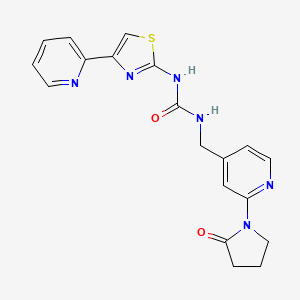 molecular formula C19H18N6O2S B2756595 1-((2-(2-氧代吡咯烷-1-基)吡啶-4-基甲基)-3-(4-(吡啶-2-基)噻唑-2-基)脲 CAS No. 2034536-37-1