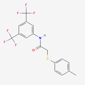 molecular formula C17H13F6NOS B2756596 N-[3,5-bis(trifluoromethyl)phenyl]-2-[(4-methylphenyl)sulfanyl]acetamide CAS No. 306732-37-6