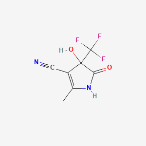 molecular formula C7H5F3N2O2 B2756607 4-hydroxy-2-methyl-5-oxo-4-(trifluoromethyl)-4,5-dihydro-1H-pyrrole-3-carbonitrile CAS No. 695202-39-2