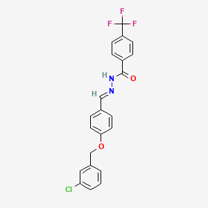 N'-((E)-{4-[(3-chlorobenzyl)oxy]phenyl}methylidene)-4-(trifluoromethyl)benzenecarbohydrazide