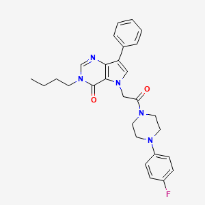 molecular formula C28H30FN5O2 B2756658 3-butyl-5-{2-[4-(4-fluorophenyl)piperazin-1-yl]-2-oxoethyl}-7-phenyl-3,5-dihydro-4H-pyrrolo[3,2-d]pyrimidin-4-one CAS No. 1226440-95-4