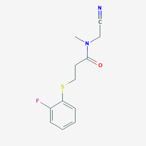 molecular formula C12H13FN2OS B2756664 N-(cyanomethyl)-3-[(2-fluorophenyl)sulfanyl]-N-methylpropanamide CAS No. 1311704-66-1